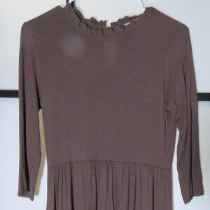 Tea n Rose coco brown ruffle neck dress